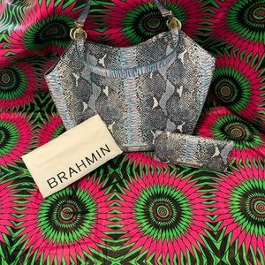 Beautiful blue gray Brahmin bag and wallet set. NWOT 💙You’ll live it!💙